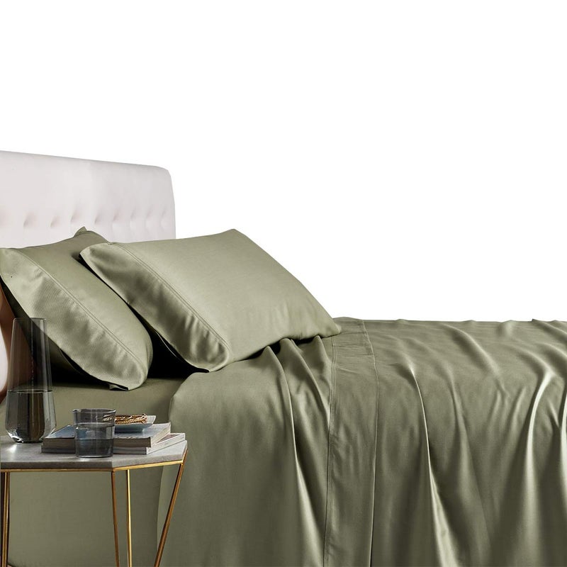 Royal Tradition Viscose from Bamboo Bed Sheets, Twin Extra Long XL, Solid Sage, Super Soft and Cool 3PC Sheet Set - Image 1